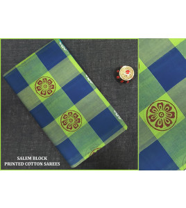 Salem Block Print Cotton Sarees