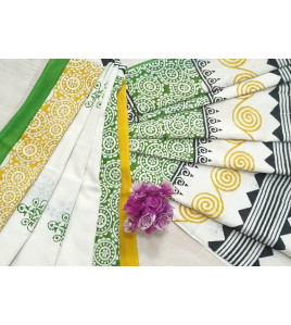 Pedalloom Block Printed Cotton Sarees