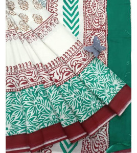 Pedalloom Block Printed Cotton Sarees