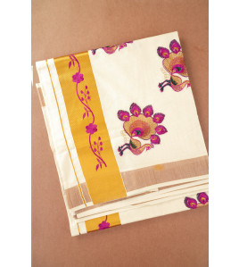 PL KERALA EMBROIDERY SAREE