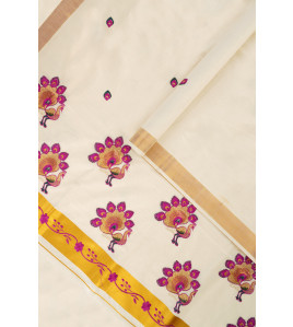 PL KERALA EMBROIDERY SAREE