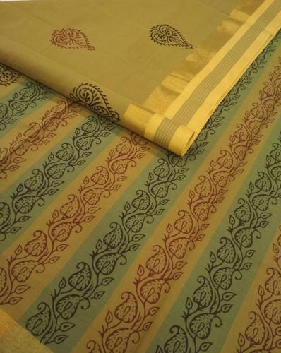 PL Salem Sarees Hand Block Printed Saree