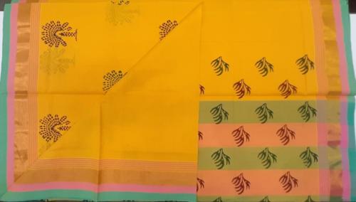 PL Salem Sarees Hand Block Printed Saree