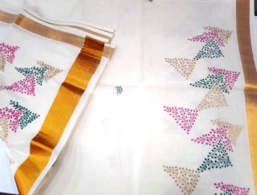 PL KERALA EMBROIDERY SAREE