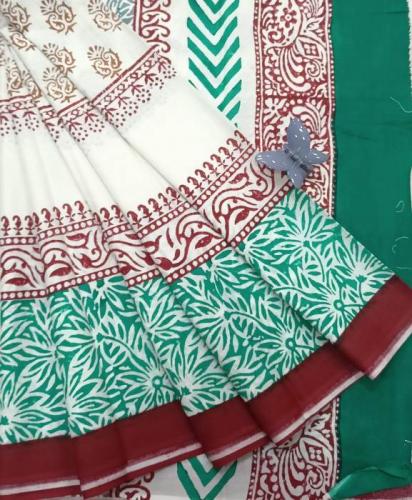 Pedalloom Block Printed Cotton Sarees