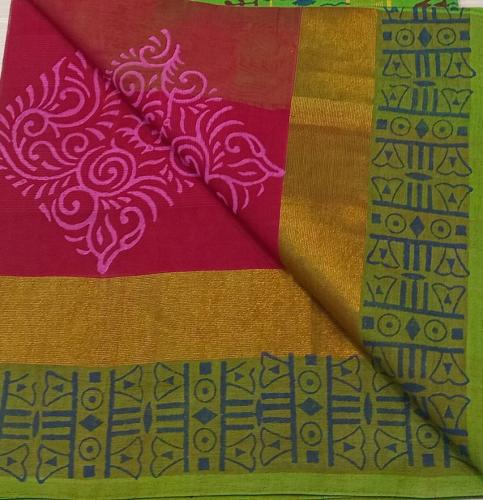 MANAMEDU BLOCK PRINTED SAREES WITH BLOUSE