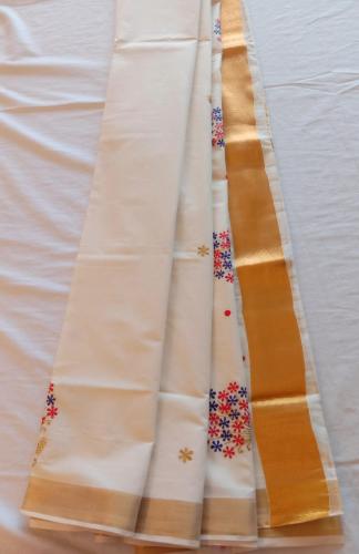 PL KERALA EMBROIDERY SAREE